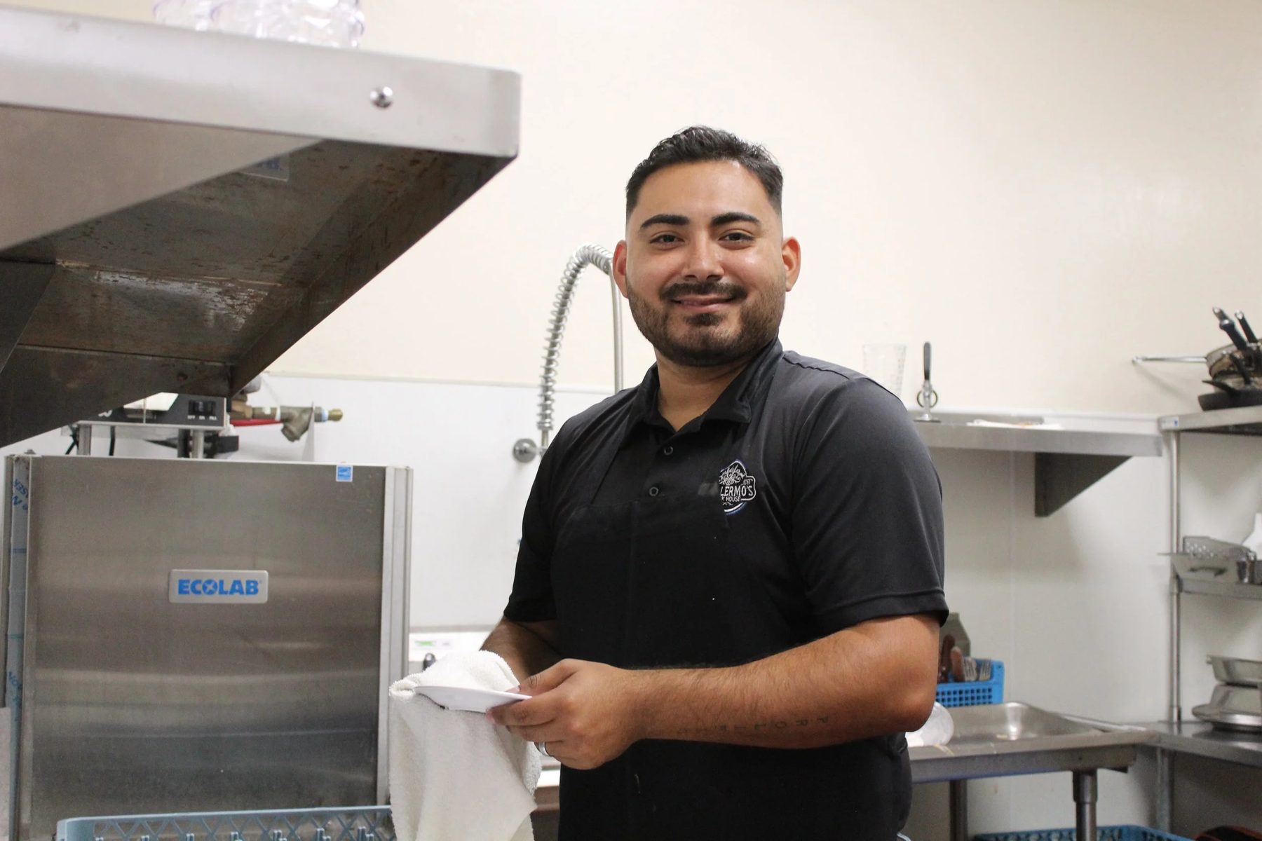 Guillermo in the restaurant kitchen.